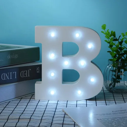Vista 74 de Ulalaza Letrero de luz LED en blanco y negro, 2 letras AA alimentadas por batería para boda, fiesta de cumpleaños, lámpara de Navidad, luz nocturna