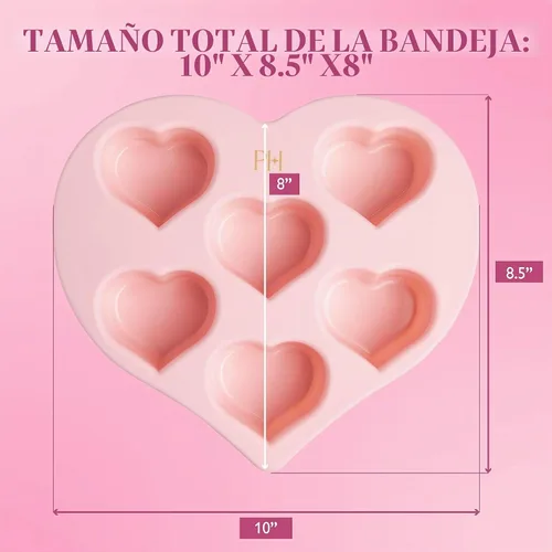 Vista 6 de Paris Hilton Molde de silicona con forma de corazón, molde antiadherente en forma de corazón, apto para horno para pasteles, brownies y postres, 6
