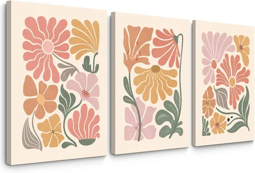 Vista 24 de Tanmart Arte de pared botánico vintage, lienzo floral antiguo, arte de pared, impresiones de flores neutrales, póster vintage de granja, pintura