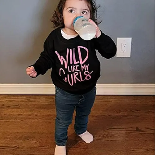 Vista 2 de Hnyenmcko Conjunto de sudadera de manga larga con cuello redondo y pantalones casuales para bebé niña