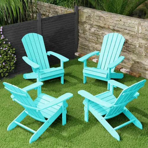 Vista 22 de YEFU Silla Adirondack de plástico resistente a la intemperie, sillas de patio con instalación fácil en 5 pasos, se ve exactamente como madera real