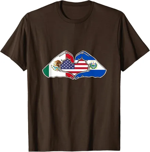 Vista 8 de Corazón manos México, El Salvador y Estados Unidos. Camiseta, Negro