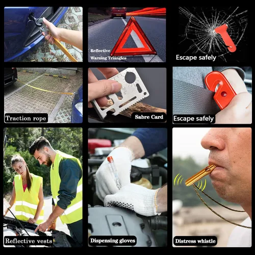 Vista 6 de LIANXIN Kit de Emergencia para Automóvil en Carretera - Kit de Seguridad para Automóvil Kit de Emergencia para Automóvil con Cables Puente Kit