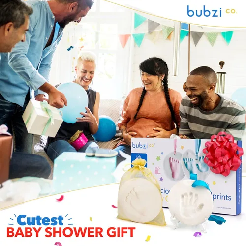 Vista 5 de Bubzi Co Kit de recuerdo de mano y huella de bebé, adorno de recuerdo para recién nacido, para regalos personalizados y decoración de guardería, kit