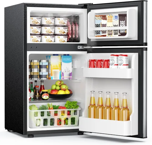 Vista 12 de Euhomy - Refrigerador miniatura con congelador, 3.2 pies cúbicos, refrigerador miniatura con congelador, refrigerador de dormitorio con congelador