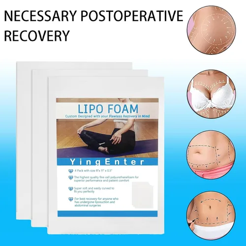 Vista 3 de Paquete de 3 almohadillas de espuma Lipo para uso postoperatorio para uso con cirugía posliposucción, aplanamiento de compresión abdominal