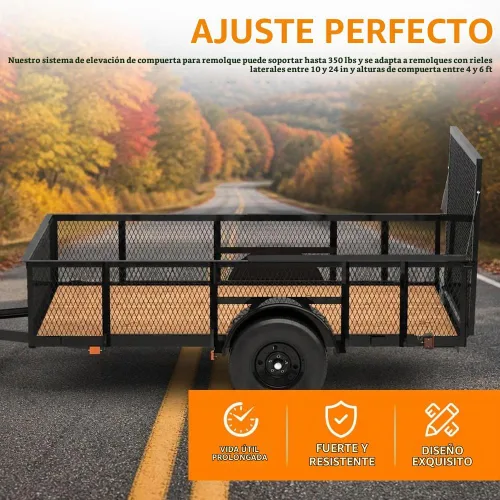 Vista 3 de G-PLUS 2 Sided Trailer Tailgate Liftgate Ramp Lift Assist Syste Black