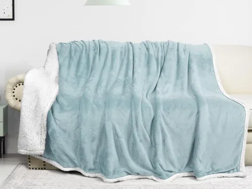 Vista 12 de Catalonia Manta Sherpa de Lana Azul Marino, Manta de Felpa de Visón Súper Suave para Sofá, Manta Mullida y Esponjosa para Cama y TV, Mantas Pesadas