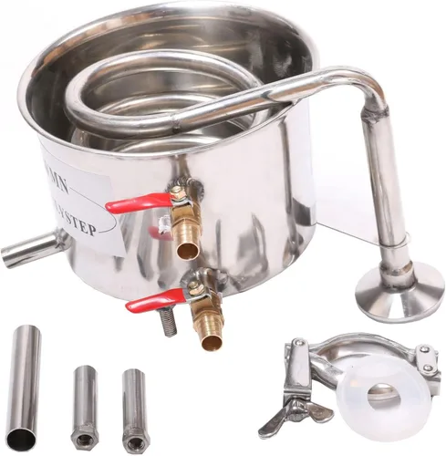 Vista 5 de DIY 2 Gal 10 litros destilador casero Kit de elaboración de vino para Moonshine Still, destilador de whisky alcohol inoxidable caldera Thumper Keg