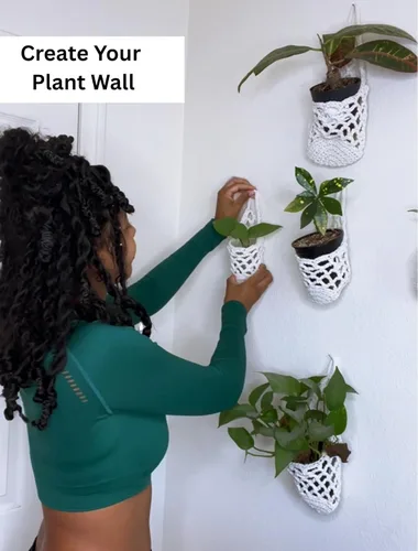 Vista 2 de Paquete de 2 Maceteros de Pared para Plantas de Interior, Colgador de Plantas de Macramé Macetero de Pared, Colgador de Plantas, Macetero Colgante