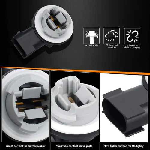 Vista 2 de HERCOO Socket de Luz Trasera de Señal de Giro Luces de Lámpara Trasera Soporte de Conectores de Enchufe de Arnés de Cableado Compatible con Dodge