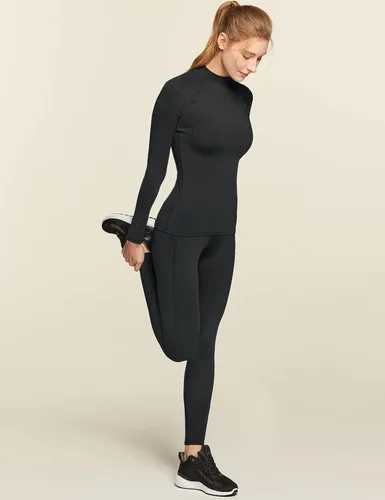Vista 4 de ATHLIO Camisetas térmicas de manga larga para mujer, camisas de tortuga simulada, capa base de compresión con forro polar