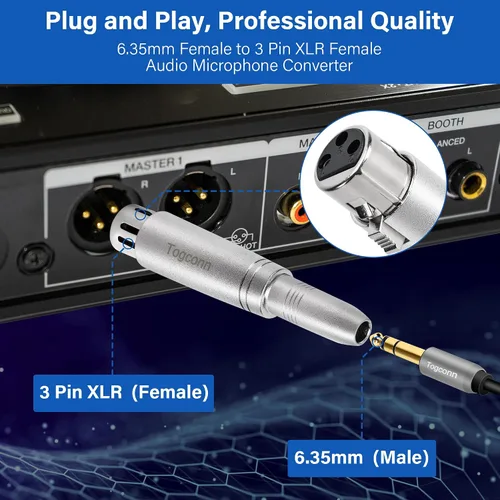 Vista 3 de Adaptador TRS Hembra de 1/4" a XLR Paquete de 2 - Conector TRS de 6.35mm 1/4" a XLR