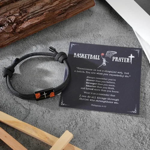 Vista 3 de Pulsera de cruz para hombre como regalo para adolescentes, fútbol, béisbol, Joshua, 1 9, cruz de baloncesto, filipenses, accesorios 413 como relleno