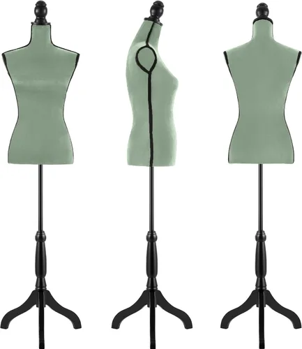 Vista 5 de HOMBOUR Cuerpo de maniquí femenino, forma de vestido de torso de maniquí de costura, maniquí ajustable con soporte para modista de exhibición (verde)