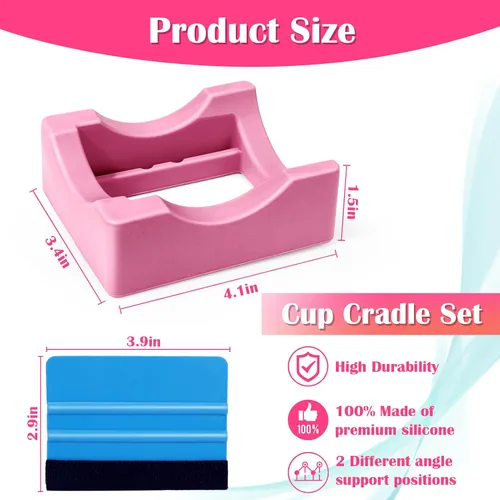 Vista 3 de Mity rain Cuna para vasos, base resistente para vaso con escobilla de fieltro para aplicar la calcomanía Vinly, mantén los vasos, tazas de café