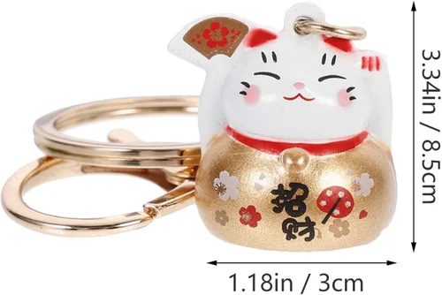 Vista 6 de NUOBESTY Lindos llaveros para mujer, llavero de gato de la suerte de Feng Shui llavero de gato japonés Maneki Neko Cat Keychian 2022 de buena