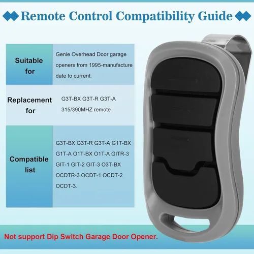 Vista 2 de 1 mando a distancia para abridor de puerta de garaje Genie, compatible con Genie IntelliCode/Overhead CodeDodger Abridor de puerta de garaje, G3T-R