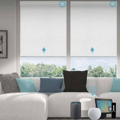 Vista 43 de SmartWings Persianas Motorizadas con Sombras para Ventana Control Remoto Funciona con Thread Apple Homekit Z-Wave Alexa 100% Blackout de Doble Cara