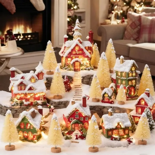 Vista 4 de Sumind 96 piezas de mini árboles de cepillo para botellas, pequeños árboles de Navidad artificiales con base de madera, mini árbol de sisal