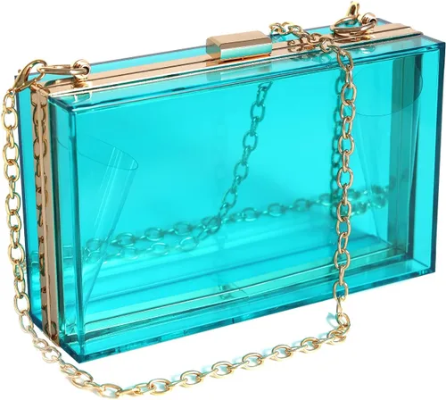 Vista 16 de WJCD - Bolso de mano de acrílico transparente para mujer, bolso de hombro con correa de cadena de dorada desmontable Premium Acrylic, Stadium