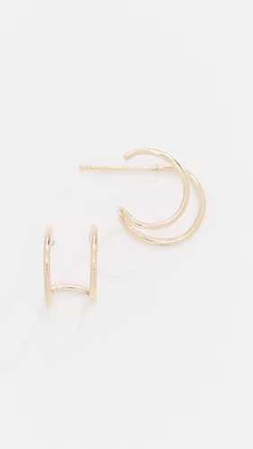 Vista 2 de Pendientes dobles de oro de 14 quilates para mujer