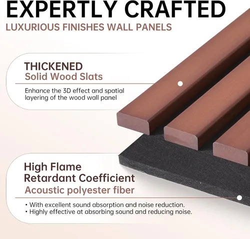Vista 3 de NAVREX 2 paneles acústicos de listones de madera maciza para pared y techo, panel de pared acanalado 3D resistente al fuego que absorbe el sonido