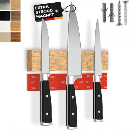 Vista 13 de Portacuchillos magnético para pared, 10" no requiere perforación, incluye cinta autoadhesiva, extra fuerte para sujetar cuchillos – Tira magnética