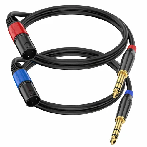 Vista 13 de Pack de 2 Cables XLR Hembra a 1/4 Pulgada 6,35 mm TRS Mono Jack para Micrófono Dinámico, 1,6 Pies, Negro, Cable de Micrófono XLR Hembra Equilibrado