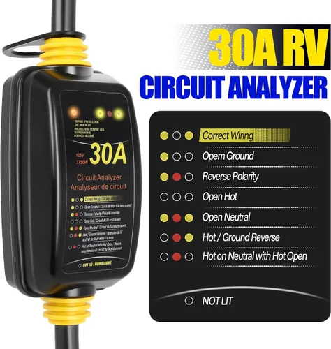 Vista 2 de FAHKNS Protector contra sobretensiones RV de 30 amperios, protector de potencia con protección contra sobretensiones de hasta 2100 julios