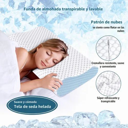 Vista 4 de Almohada Cervical para el Cuello para Alivio del Dolor - Almohadas Ergonómicas de Espuma Viscoelástica con Contorno, Almohada Refrescante