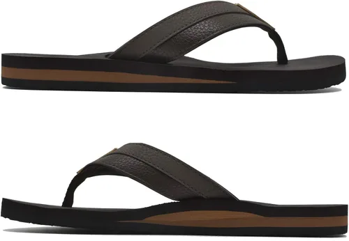 Vista 5 de KuaiLu - Sandalias de pata de gallo para hombre con soporte para el arco y plantilla de piel usada para tapetes de yoga