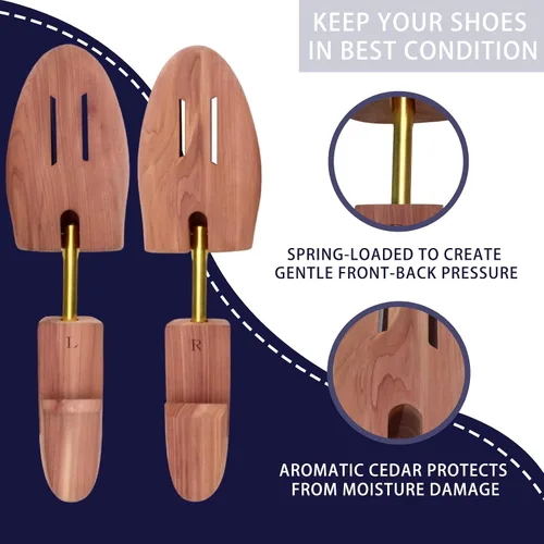 Vista 3 de MOLOGART Paquete de 2 árboles de zapatos para hombre, estirador de zapatos de madera para hombre, árboles de zapatos de cedro, árboles de zapatos