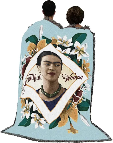 Vista 3 de Pure Country Weavers Frida Kahlo - Manta de mujer hermosa – Tapiz de regalo tejido de algodón – Fabricado en los Estados Unidos (72 x 54 pulgadas)