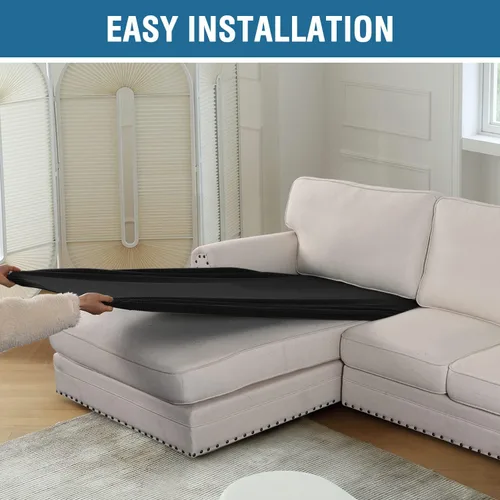 Vista 8 de H.Versailtex - Funda de sofá seccional de 1 pieza, funda deslizante para chaise con forma de L, funda de cojín separada para sofá seccional tanto