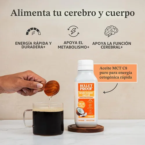 Vista 4 de Bulletproof Brain Octane Suplemento a base de aceite para el cerebro - 16 oz (paquete de 2) Aceite de coco 100% puro, suplemento energético keto