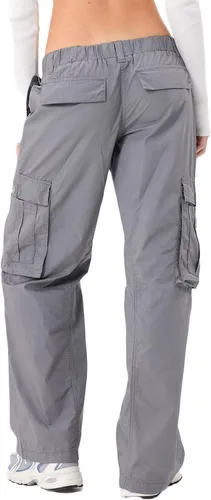 Vista 3 de KMBANGI Pantalones cargo holgados para mujer, pantalones de tiro bajo, pierna ancha, casuales, con múltiples bolsillos, holgados, pantalones
