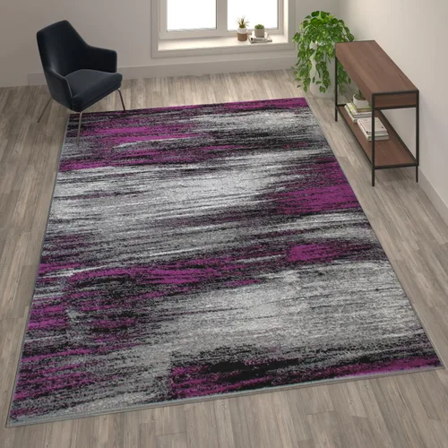 Vista 33 de Flash Furniture Rylan Collection - Alfombra contemporánea de olefinas azules, de pelo alto, 2 x 10 pies, respaldo de yute, pasillo, entrada