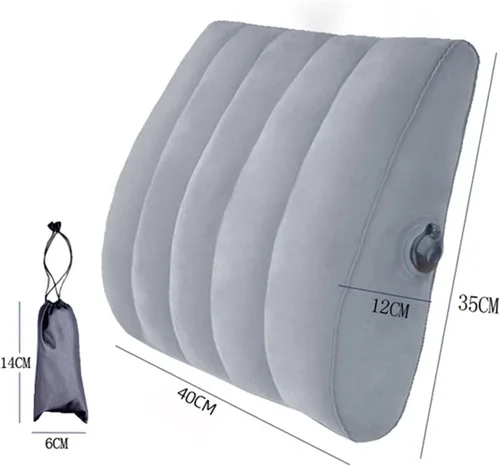 Vista 7 de Almohada de viaje inflable de apoyo lumbar, almohada de respaldo portátil, almohada lumbar ajustable, soporte de respaldo para silla de oficina