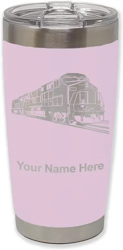 Vista 25 de LaserGram Vaso aislado al vacío de 20 onzas, tren de carga, grabado personalizado incluido (negro)