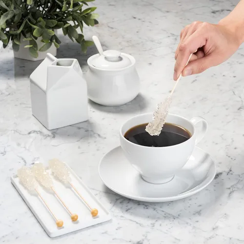 Vista 9 de Candy Envy - Palitos de azúcar de café ámbar y blanco mini caramelo de roca - 18 golosinas envueltas individualmente - Agitadores de café originales