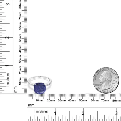 Vista 57 de Gem Stone King Anillo de compromiso de plata de ley 925 con piedra preciosa de corte cojín de 0.39 pulgadas Anillo de compromiso de aniversario