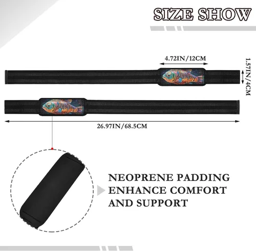 Vista 3 de Color Gradient Fish Lifting Wrist Straps for Weightlifting, Bodybuilding, Strength Training Padded Neoprene
