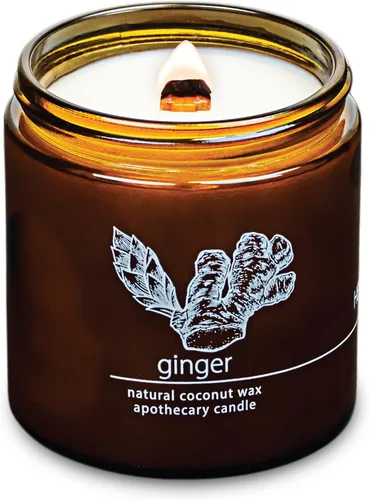 Vista 56 de Vela de mecha de madera agrietada Hemlock Park hecha a mano con cera de coco natural (grande de 16 oz, ámbar) Coconut Apricot Wax Crackling Wood