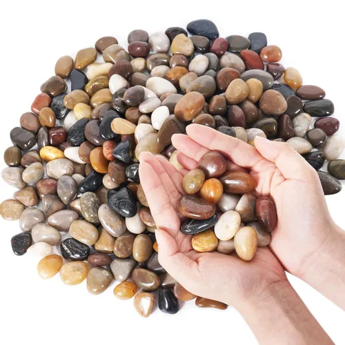 Vista 10 de GreatBuddy Rocas de río negro de 15 libras para paisajismo, guijarros negros pulidos de 1-2 pulgadas, rocas decorativas para plantas