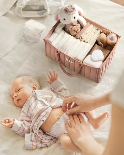 Vista 2 de Amplio organizador de pañales – Organizadores de bebé personalizables y almacenamiento para mamá – Diseño portátil y elegante – Ideal para artículos
