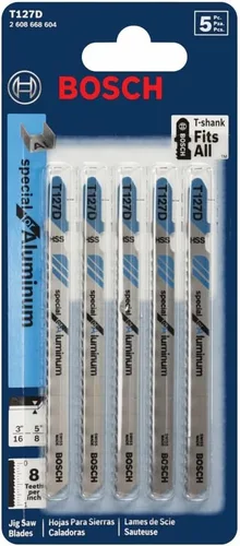 Vista 2 de Bosch T127D 5 pc. 4 pulg. 8 TPI Special para hojas de sierra caladora de aluminio con vástago en T