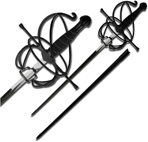 Vista 3 de Medieval Warrior Esgrima Rapier-espiral barrida espada de empuñadura viene con vaina