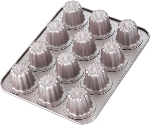 Vista 10 de CHEFMADE Molde de Pastel Canelé, Molde de 6.6 cm Antiadherente para Magdalenas y Cupcakes para Hornear al Horno (Oro Champán)