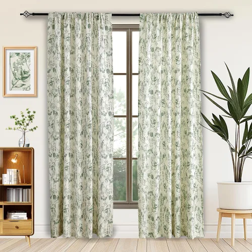 Vista 10 de Autum Dream - Cortinas opacas de felpilla para dormitorio, con pestaña trasera, bolsillo para barra, cortinas de granja con estampado floral